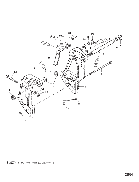 TRANSOM BRACKETS (S/N-0G589999 AND BELOW)