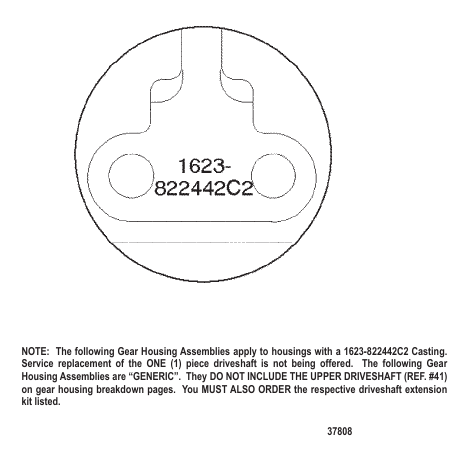 GEAR HOUSING CHART (S/N-0G437999 AND BELOW)