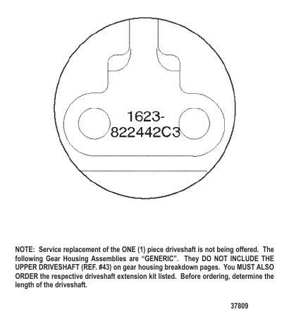 GEAR HOUSING CHART (S/N-0G438000 AND UP)
