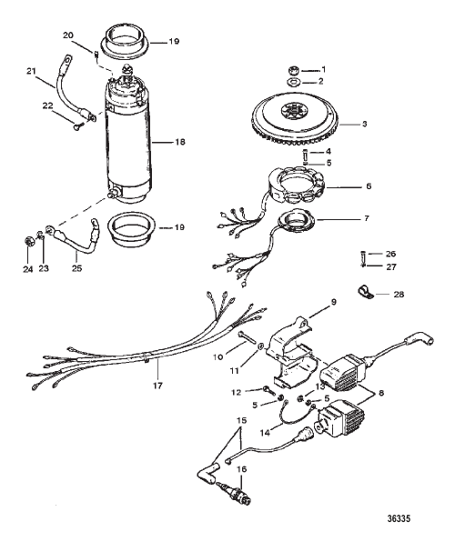 FLYWHEEL STARTER MOTOR AND IGNITION COILS