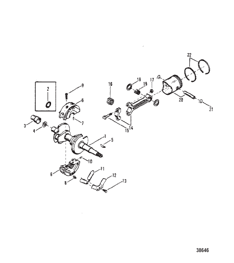 CRANKSHAFT, PISTONS AND CONNECTING RODS