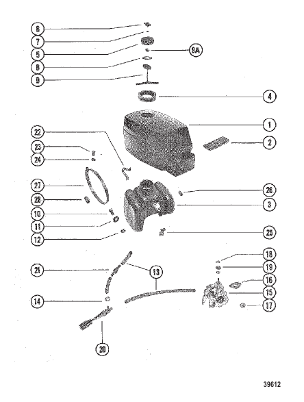 TOP COWL, FUEL TANK AND CARBURETOR