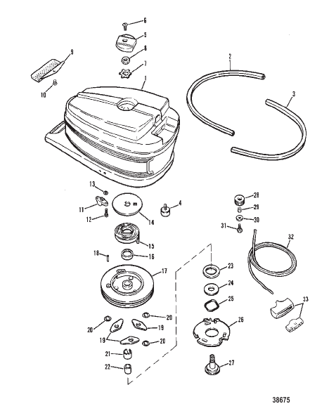 TOP COWL AND STARTER ASSEMBLY