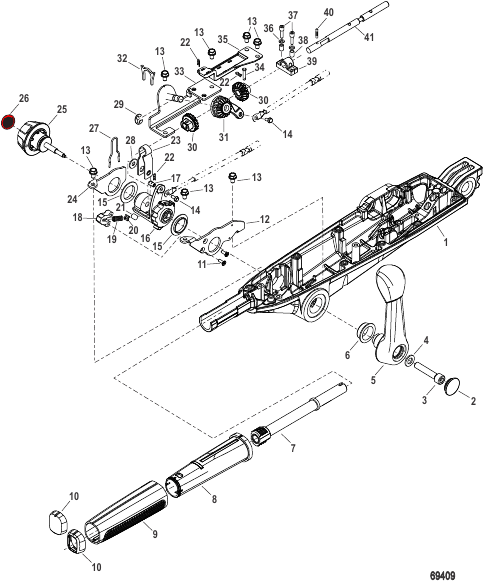 Tiller Handle Shift and Throttle Components (Mid Mount SeaPro)