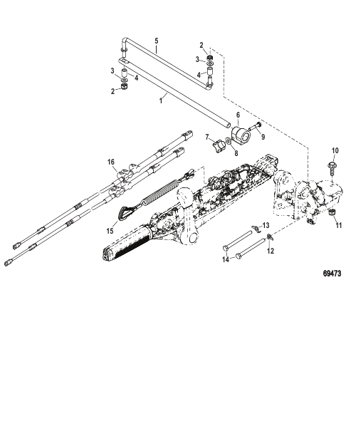 Tiller Handle Kit Components (Mid Mount SeaPro)