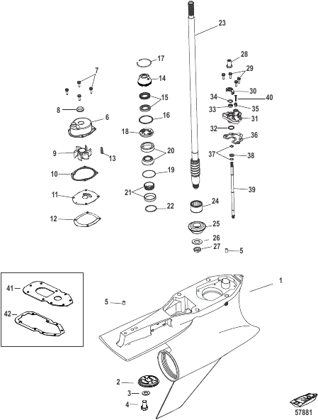 Gear Housing, Driveshaft, 5.44 HD Sportmaster