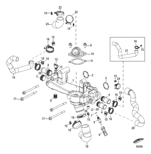 Fresh Water Cooling Crossover Assembly