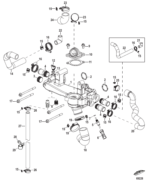 Fresh Water Cooling Crossover Assembly
