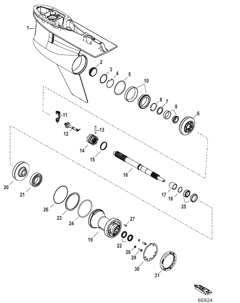 Gear Housing Prop Shaft - Standard Rotation, 4.80 Torpedo (1.85 Gear Ratio)