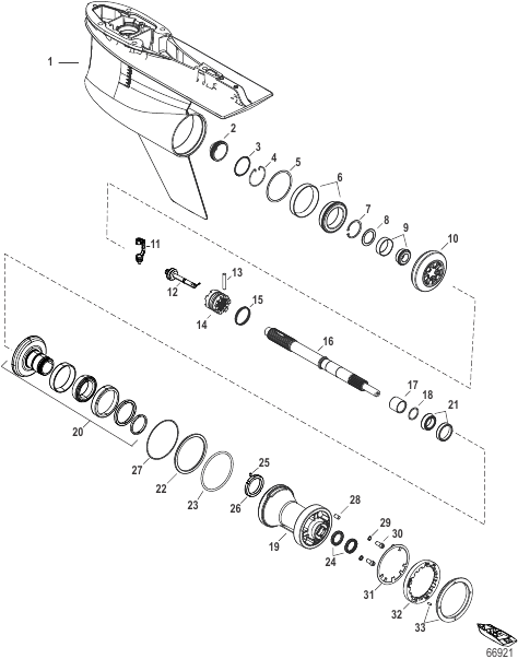 Gear Housing, Prop Shaft-Counter Rotation, 5.44 Torpedo (1.85 Gear Ratio)