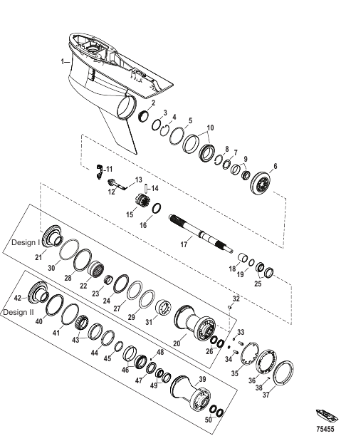 Gear Housing, Prop Shaft - Counter Rotation, 5.44 Torpedo 1.60