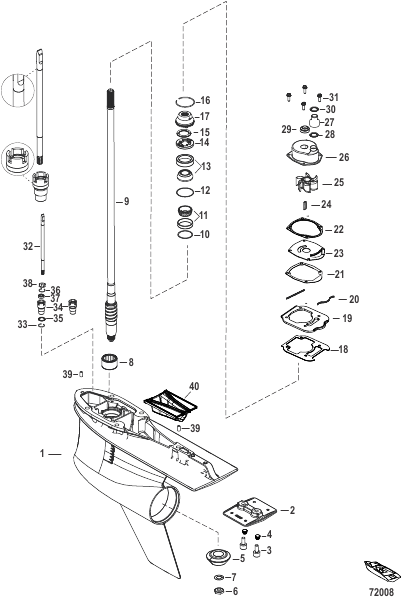 Gear Housing, Driveshaft, 5.44 Torpedo (1.85 Gear Ratio)
