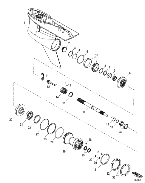 Gear Housing, Prop Shaft - Standard Rotation, 5.44 Torpedo (1.85 Gear Ratio)