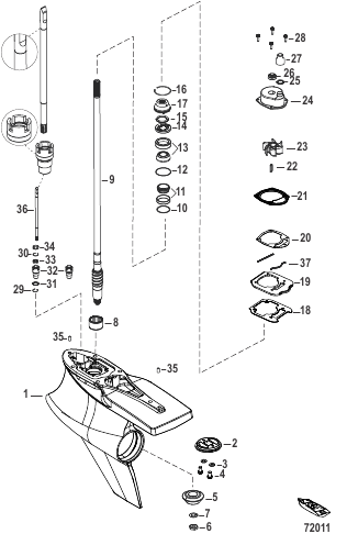 Gear Housing, Driveshaft, Sport Master (1.60 Gear Ratio)