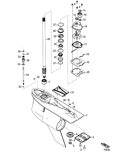 Gear Housing Driveshaft, 5.44 Torpedo (1.60 Gear Ratio)