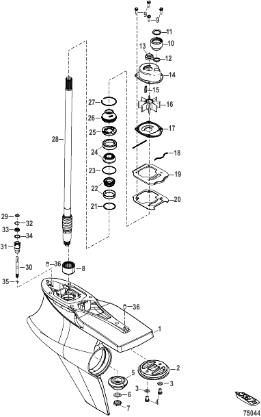 Gear Housing Driveshaft, Sport Master, (1.60 Gear Ratio)