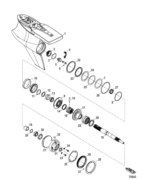 Gear Housing Prop Shaft, Standard, Sport Master, (1.60 Gear Ratio)