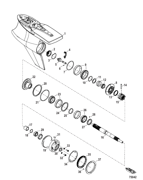 Gear Housing Prop Shaft, Counter Rotation, Sport Master (1.60 Gear Ratio)