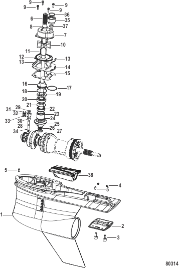 Gear Housing Driveshaft, 5.44 Torpedo (1.75 Gear Ratio)
