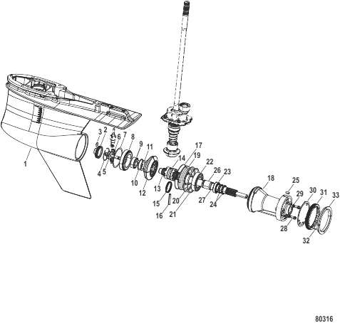 Gear Housing Prop Shaft, Standard Rotation. 5.44 Torpedo (1.75 Gear Ratio)