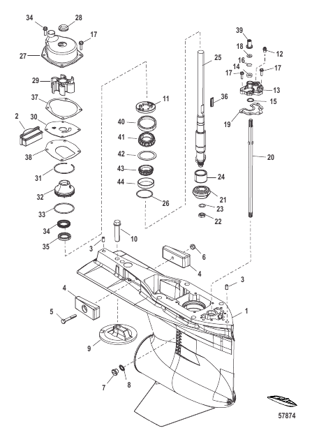Gear Housing Driveshaft, 4.80 Torpedo
