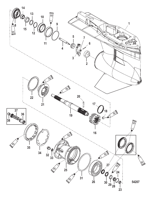 Gear Housing Propeller Shaft - Standard Rotation