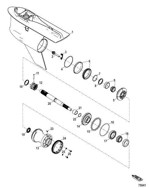 Gear Housing, Prop Shaft - Standard Rotation, 6.44 Torpedo (2.08 Gear Ratio)