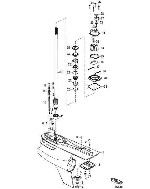 Gear Housing, Driveshaft, R-Drive 1.60