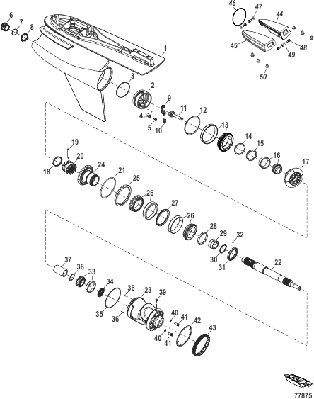 Gear Housing, Joystick Piloting Prop Shaft - Standard Rotation, R-Drive 1.60