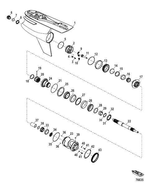 Gear Housing, Prop Shaft - Standard Rotation, R-Drive Sport 1.60