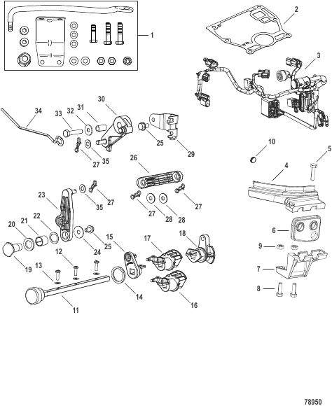 Conversion Kit Tiller Handle Models to Remote Control Models 8M0227954