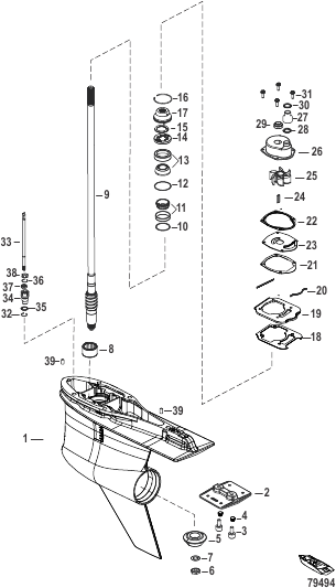 Gear Housing Driveshaft, 4.80 Torpedo (1.85 Gear Ratio)