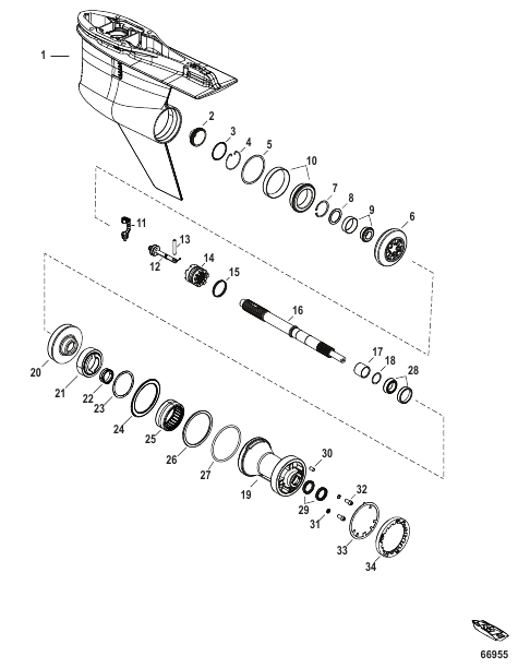 Gear Housing Prop Shaft-Counter Rotation, 4.80 Torpedo (1.85 Gear Ratio)