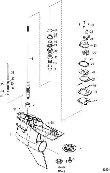 Gear Housing Driveshaft, Torque Master (1.75 Gear Ratio)