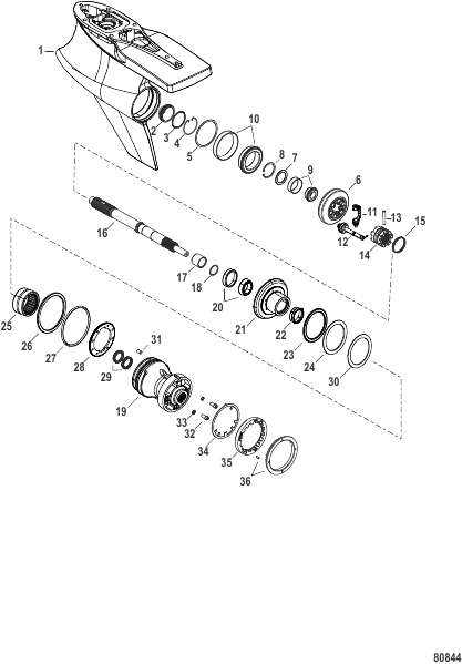 Gear Housing Prop Shaft, Standard Rotation, Sport Master (1.75 Gear Ratio)