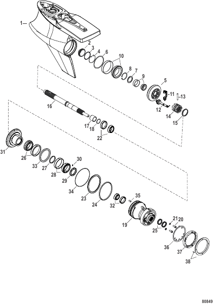 Gear Housing, Prop Shaft, Counter Rotation, Sport Master (1.75 Gear Ratio)