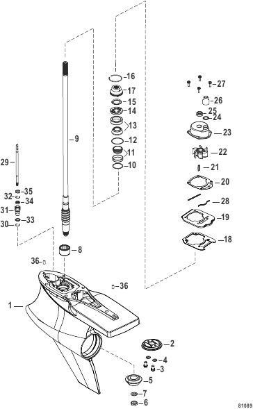Gear Housing, Driveshaft, Sport Master (1.60 Gear Ratio)