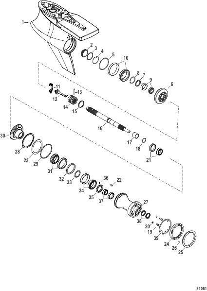 Gear Housing, Prop Shaft, Counter Rotation, Sport Master (1.60 Gear Ratio)