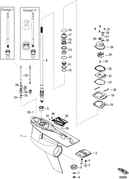 Gear Housing, Driveshaft, 5.44 Torpedo (1.75 Gear Ratio)