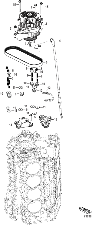 Alternator Mounting/Belt 3B056353 and Up