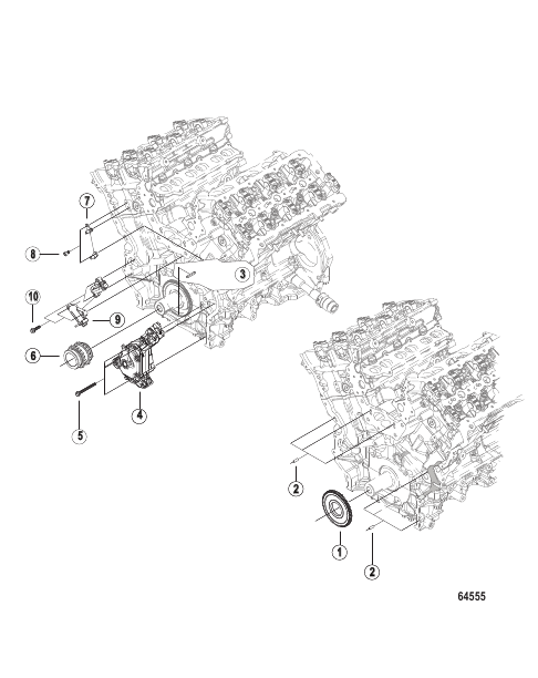 Cylinder Block Oil Pump and Timing Tensioner