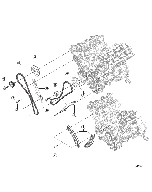 Cylinder Block Timing Chain and Tension Rail