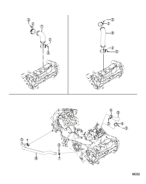 Cooling System Hoses, Heat Exchanger and Thermostat Housing