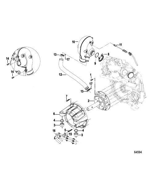 Flywheel Housing and Exhaust Riser Sterndrive
