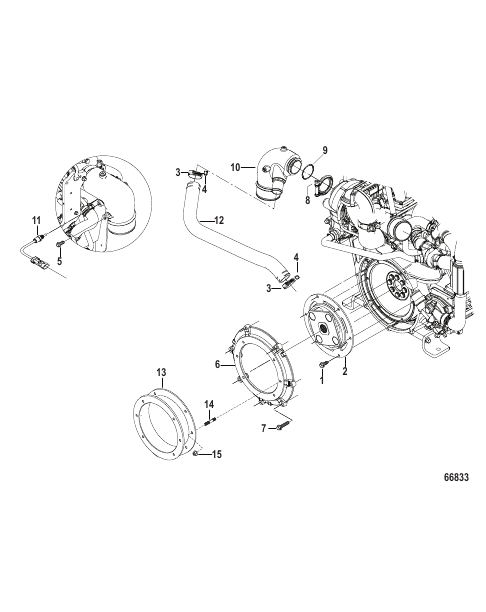 Flywheel Housing and Exhaust Elbow Inboard
