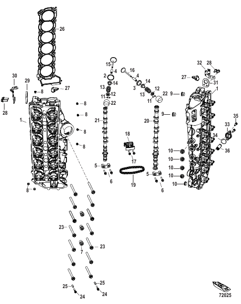 Cylinder Head and Camshaft Serial 3B332191 and Below