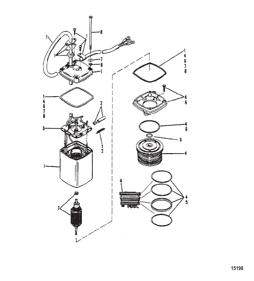 Power Trim Pump (Eaton Rectangular Motor-0C159199 and Below)
