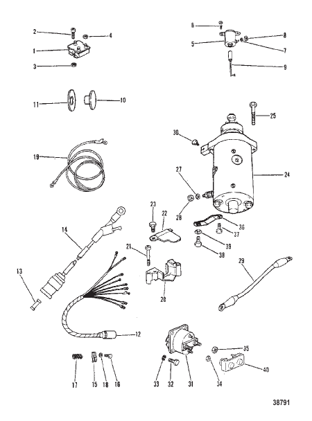 STARTER MOTOR, RECTIFIER AND WIRING HARNESS (ELECTRIC ONLY)